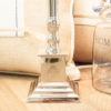 Lene Bjerre - Tischlampe Carmina Collection mit Lampenschirm aus weissen Leinen mit Windlicht aus der Tradition Collection