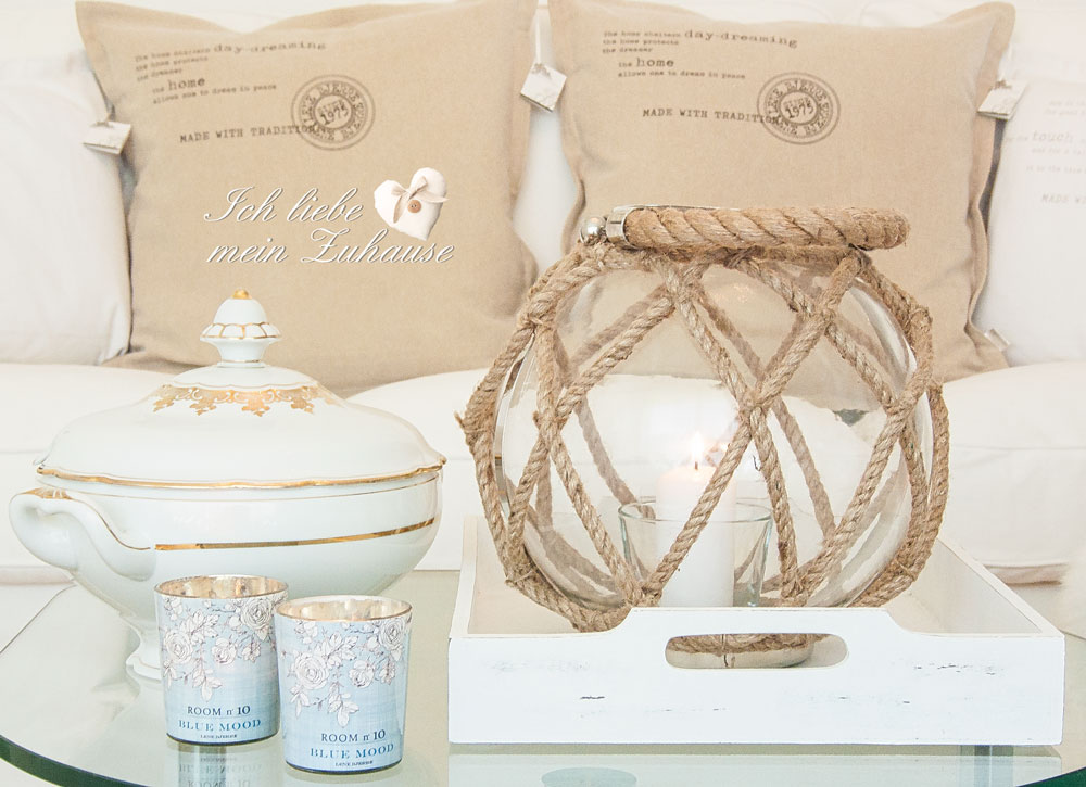 Blog - Strandfeeling mit Kissen von Lene Bjerre Wivia Collection 50x50 Camel und Ice-Blue 60x40 Weiss - Teelicht Blue Mood - Bild 4