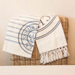 Lene Bjerre - Geschirrtuch-Set mit Fransen aus der Molly Collection / weiss-blau