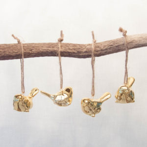 Lene Bjerre - 4 Goldene Vögel zum Aufhängen aus der Sasine Collection