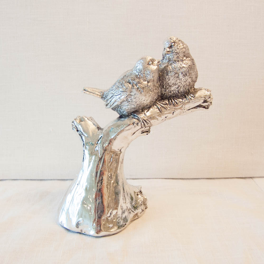 Lene Bjerre - 2 Vögel auf dem Ast aus der Serafina Collection / antik - silber