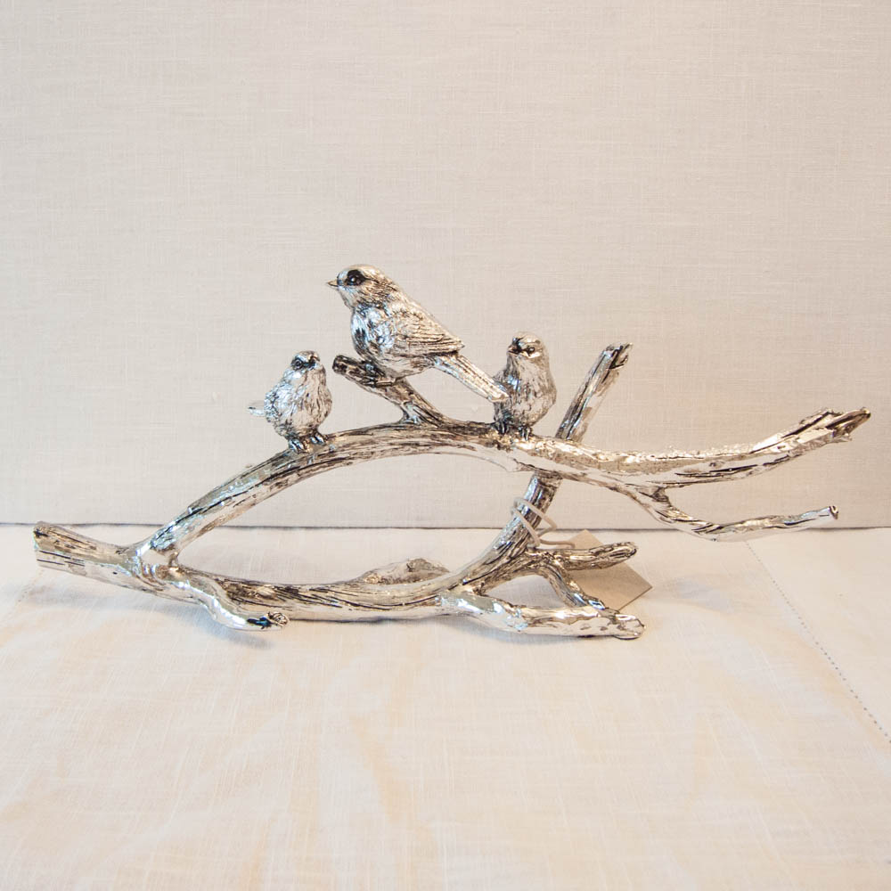 Lene Bjerre - 3 Vögel auf dem Ast aus der Serafina Collection / antik - silber
